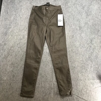 Pantalones Almost Famous Juniors Talla 9 Nuevos con Etiquetas Cuero Sintético Verde Oliva Tiro Súper Alto Foto 1 de 4