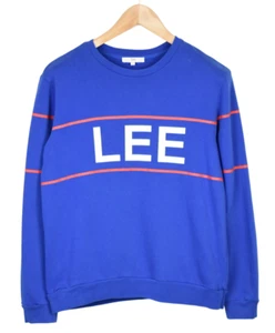 Lee Sweatshirt Men's Small Blue Large Logo Print Crew Neck Sweater - Picture 1 of 8