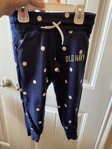 Old Navy Girsl Polka Dot Sweatpants Navy 5 - Picture 1 of 5