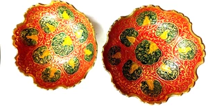 2 Lovely Brass Snack Bowls Hand painted Home Decor Handicraft Diwali Gifts Xmas - Picture 1 of 5