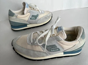 Vintage Bally 309478 Women’ Size 6 Beige Gray Suede Nylon Sneakers Made In Korea - Picture 1 of 12