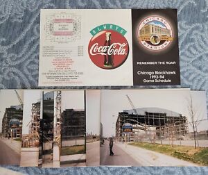 Final Year Chicago Stadium Blackhawks Schedule / Demolition Photo Set Lot of 9 