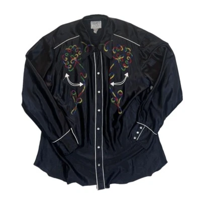 Vintage 70's H BAR C "Long Tail" Ranchwear Cowboy Western Pearl Snap Shirt XL - Image 1 of 4