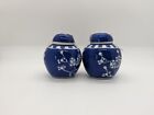 A Pair Antique Small Chinese Ginger Jar Blue & White Plum Blossom,China Marking