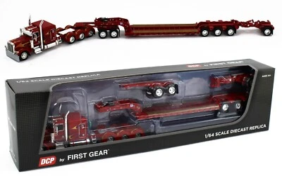 2022 DCP 1:64 *RED w/FLAME* Peterbilt 389 Tri-Axle w/Magnitude HEAVY HAUL Lowboy - Image 1 of 4