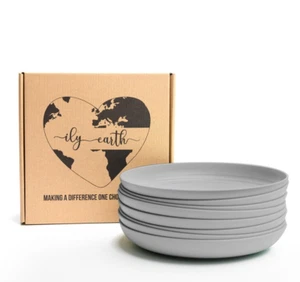 Set of 8 GRAY Wheat Straw Plates - Reusable Dinnerware - Picture 1 of 8