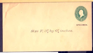 United States stamped envelope SPECIMEN Washington 2 cts Size F 33/4- 6 3/4 - Picture 1 of 2