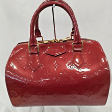 Authenticated Louis Vuitton Monogram Vernis Montana Red Leather Hand Bag M90058