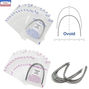 100Pcs Dental Orthodontic Arch Wire NiTi Stainless Steel Ovoid Round Rectangular - Picture 1 of 85