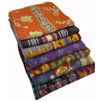 Venta al por mayor Lote Vintage Algodón Kantha Doble Tamaño Edredón Colcha Ropa de Cama Cubierta de Cama Foto 1 de 4