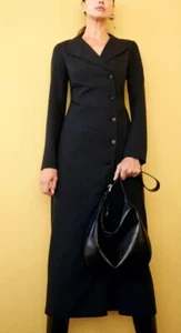 £70 ZARA WOOL LYOCEL ZW COLLECTION CROSSOVER MIDI MAXI SHIRT DRESS GREY NEW XS 8 - Picture 1 of 10