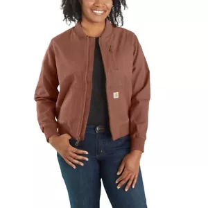 Carhartt Women's Crawford Canvas Bomber Jacket Sz XL 46 Chest Relaxed Fit Nutmeg - Picture 1 of 22