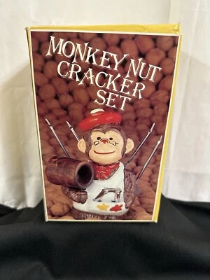 Vintage McCrory Ceramic Monkey Nut Cracker Set New In Original Box 7.5" Tall  - Image 1 of 4