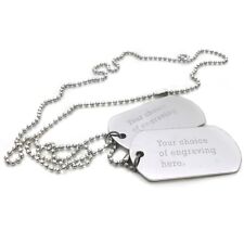Men's Personalised Engraved Dog Tags Text Steel Army Military Necklace Tag Gift