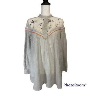 Free People Langarm-Tunika mit Blumenmuster und Streifen Gr. XS - Bild 1 von 8
