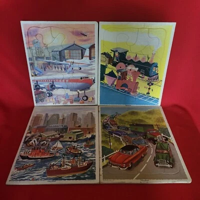 Juego completo de 4 rompecabezas bandeja marco escenas vehículo Playskool Foto 1 de 4