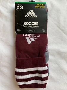 Adidas Climalite Copa Zone Cushion Burgundy OTC Soccer Socks Size XS NEW - Picture 1 of 2