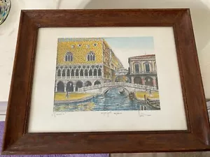 ANTIGUO GRABADO A COLOR FIRMADO BELA SZIKLAY DE VENECIA, ITALIA - Imagen 1 de 8
