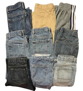 Lote de 9 Pantalones Vaqueros Husky 14 Niños (7) Azul Marino Antiguo (1) Starter y (1) Lands End - Imagen 1 de 19