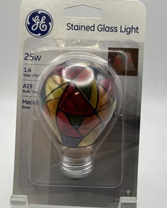 GE Stained Glass 25W Hand Painted Light Bulb General Electric Decorative New - Picture 1 of 6