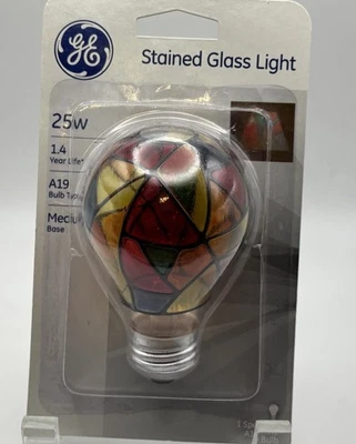 GE Stained Glass 25W Hand Painted Light Bulb General Electric Decorative New - Image 1 of 4