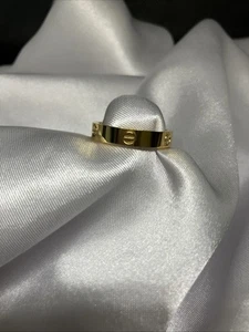 Designed Look Gold Plated Stainless Steel Love Ring Wedding Size 9 #1525 - Picture 1 of 5