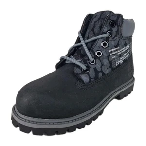 🚨 Timberland 6In Classic 23884 LITTLE KIDS Boots Outdoors Black Leather Size 12 - Picture 1 of 9
