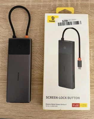BASEUS METAL GLEAM SERIES 10 IN 1 USB-C HUB 4K@120HZ WITH SCREEN LOCK BUTTON. - Image 1 of 2