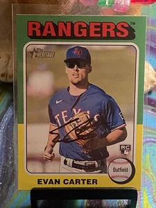 2024 Topps Heritage Evan Carter #170 Rookie Texas Rangers - Picture 1 of 2