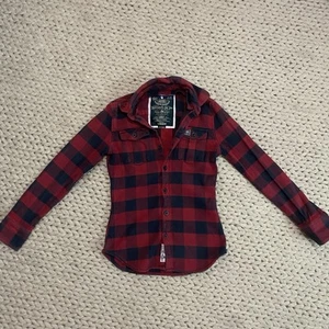 Superdry Red Buffalo Plaid Thick Shirt Men’s Size Small Long Sleeve - Picture 1 of 7