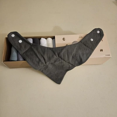 Paquete de 10 baberos bandana bebé 100 % algodón baba dentición recién nacido bebé niño pequeño azul Foto 1 de 4