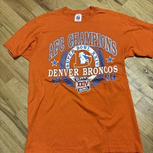 T-shirt logo 7 vintage 1989 AFC Champions, Denver Broncos, Super Bowl taglia large - Foto 1 di 6