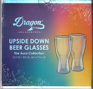 Upside Down Beer BeerGlasses New In Box by Dragon - Picture 1 of 1