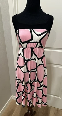 Funky Pink & Black Abstract Art-to-Wear Maternity Dress Japanese Weekend Y2K S - Image 1 of 4
