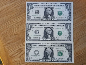2013 $1 "STAR NOTE" LOT (3) CHICAGO DIST UNC/GEM CONS SERIAL # NOTES 00 START - Picture 1 of 5