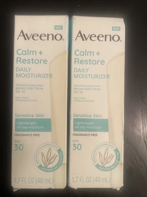 Aveeno Calm + Restore Daily Moisturizer Lot of 2 SPF30 1.7fl oz. (48ml) EXP 4/26 - Image 1 of 2