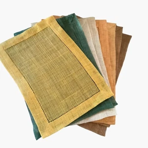 Raffia Placemats Rustic Autumn Fall Yellow Green Beige Orange 18 x 12 in Lot 7 - Picture 1 of 7