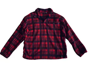 Vintage Coleman Giacca Pile Pullover Rosso Plaid Uomo L Campeggio Caccia - Foto 1 di 4