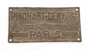 Placa vintage francesa de latón Pinchart-Deny Paris - Imagen 1 de 3