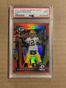2017 Donruss Optic Red Prizm #43 Aaron Rodgers Green Bay Packers /99 PSA 9