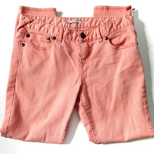 Free People Pink Skinny Jeans Zipper Hem Womens 29 Low Rise Cotton Blend - Picture 1 of 11