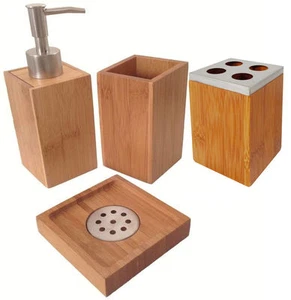 Bamboo Bathroom Accessories Soap Dish Dispenser Tooth Brush Tooth Paste Holder  - Picture 1 of 11