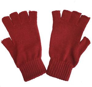 DAMEN Vintage Thermo Strick-Handschuhe HALBFINGER FINGERLOSE HANDSCHUHE M/L Neu