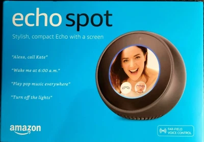 Amazon Echo Spot Ball Screen Smart Alarm Clock with Alexa Black BRAND NEW IN BOX