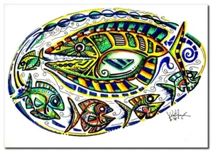 Fiesta Mama! Wonderful, Original Abstract Art, Mixed Media, Watercolor Paper SEE - Picture 1 of 6