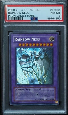 Yugioh 1st Edition PTDN-EN044 Rainbow Neos Ghost Rare PSA 8 NM-Mint - Image 1 of 3