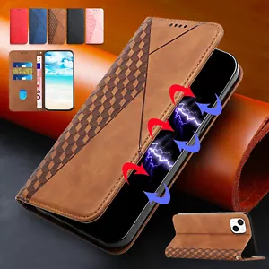 Magnetic Card Case For iPhone 15 14 Pro Max 11 12 13 Shockproof Leather Flip Cov - Picture 1 of 62