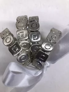 Anelli Tovagliolo 4 Cerchio Quadrato Tono Argento Nuovi - Foto 1 di 2