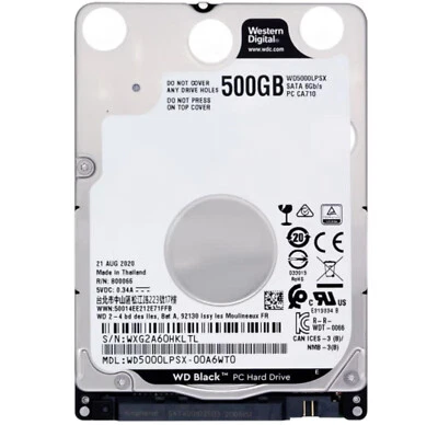 compatible WD Black 500GB WD5000LPSX 7200RPM SATA3 6.0Gb/s 2.5in Hard Disk Drive - Image 1 of 3