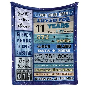 Birthday Blanket 60"X50" - 11th Birthday Decorations and Gifts for Boys & Girls - Picture 1 of 7